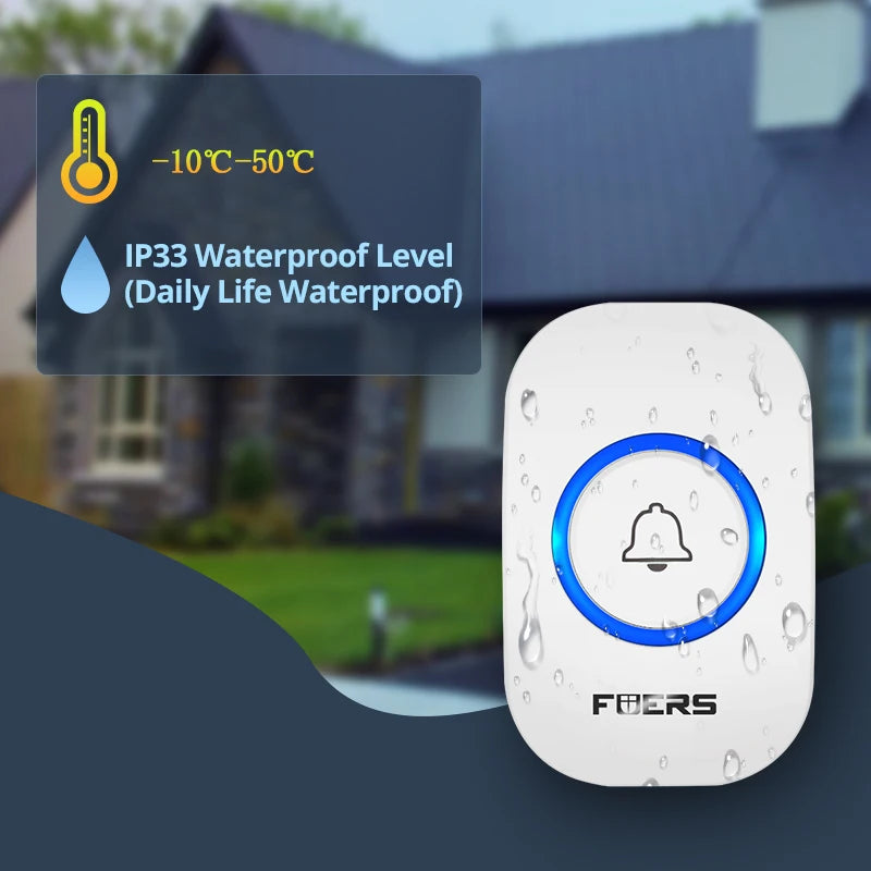 Fuers M557 Doorbell Waterproof Wireless Chime Home Doorbell  Intelligent 32 Songs Smart Doorbell Alarm With Battery