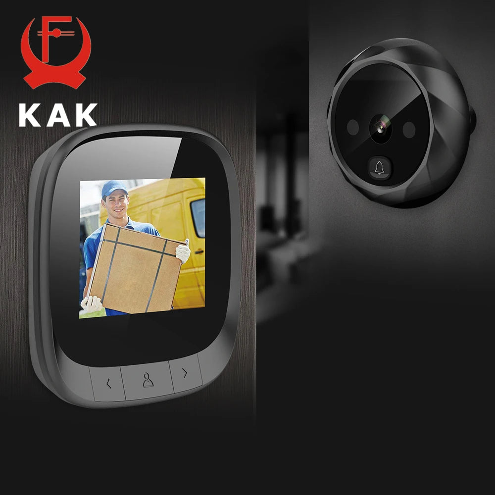 KAK 2.4"  LCD Screen Electronic Door Viewer Bell IR Night Door Peephole Camera Photo Recording Digital Door Camera Smart Viewer