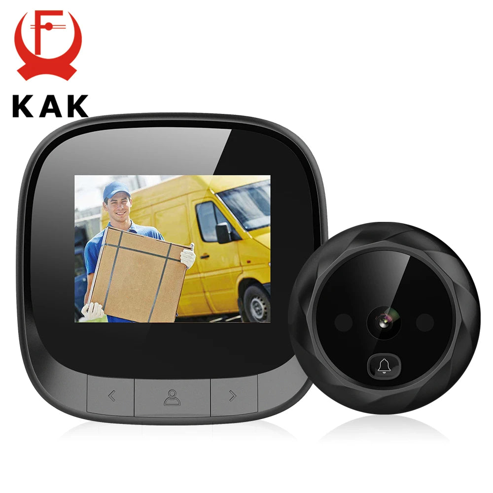 KAK 2.4"  LCD Screen Electronic Door Viewer Bell IR Night Door Peephole Camera Photo Recording Digital Door Camera Smart Viewer