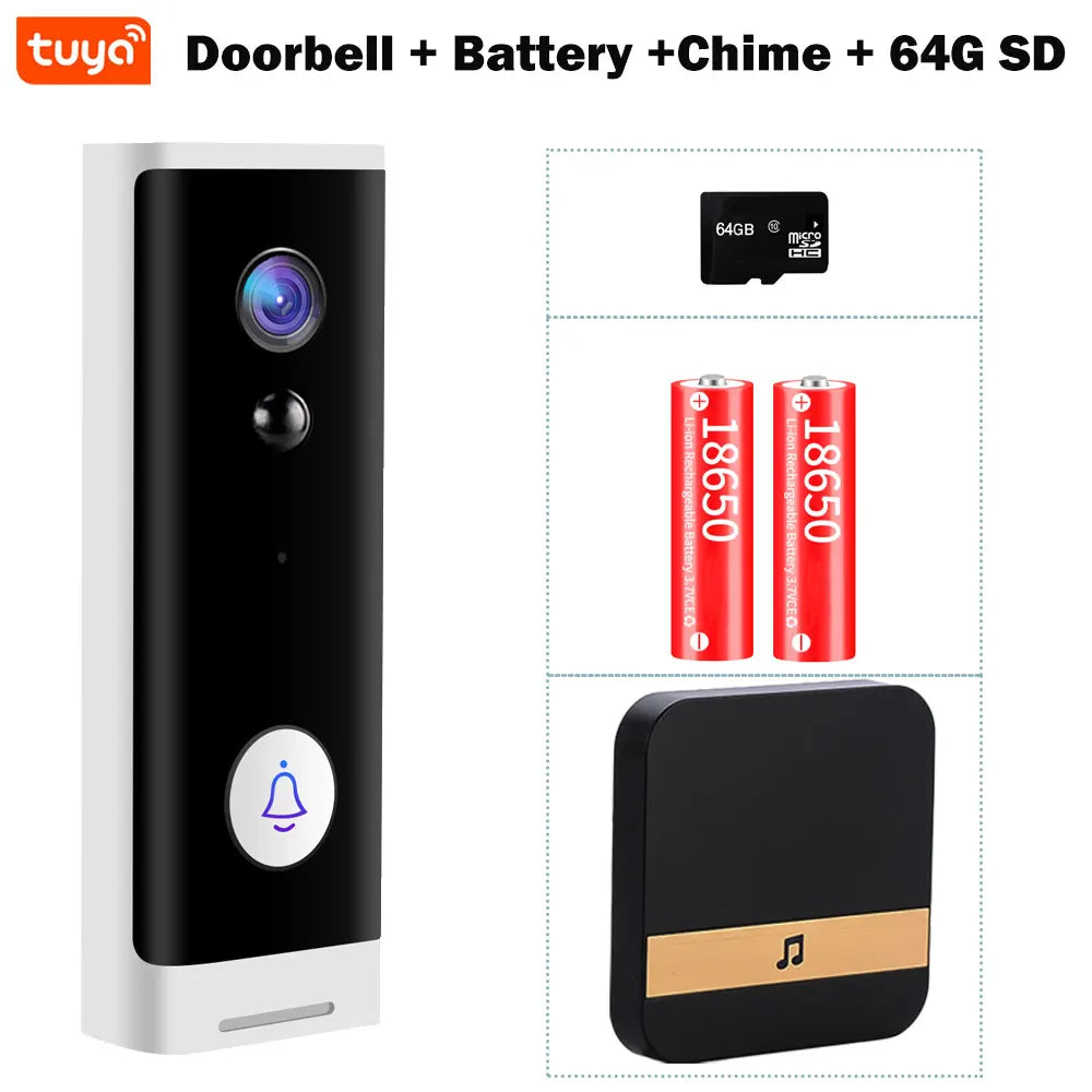 Tuya WiFi Doorbell Camera 1080P HD Battery Video Door Bell Smart Home Night View Security Protect APP Control Alexa Google