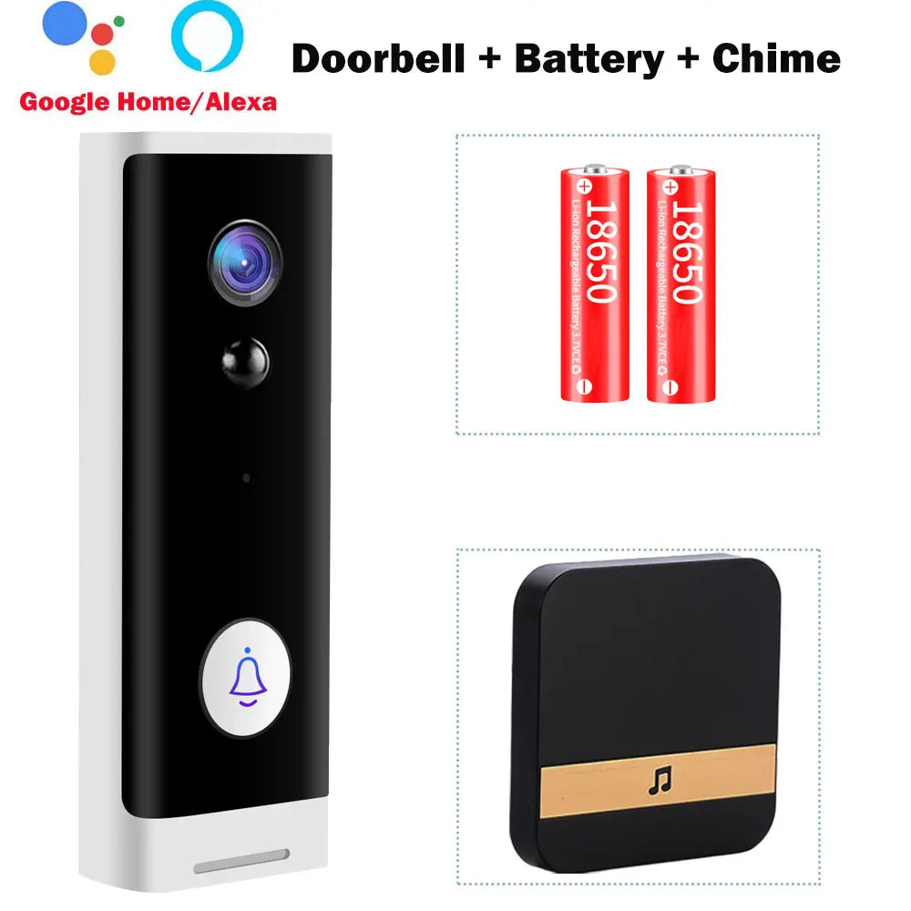 Tuya WiFi Doorbell Camera 1080P HD Battery Video Door Bell Smart Home Night View Security Protect APP Control Alexa Google