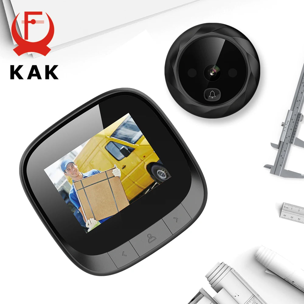 KAK 2.4"  LCD Screen Electronic Door Viewer Bell IR Night Door Peephole Camera Photo Recording Digital Door Camera Smart Viewer