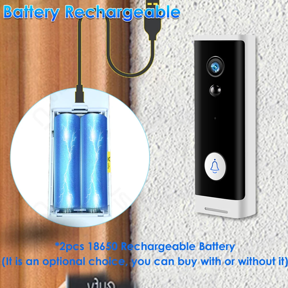 Tuya WiFi Doorbell Camera 1080P HD Battery Video Door Bell Smart Home Night View Security Protect APP Control Alexa Google