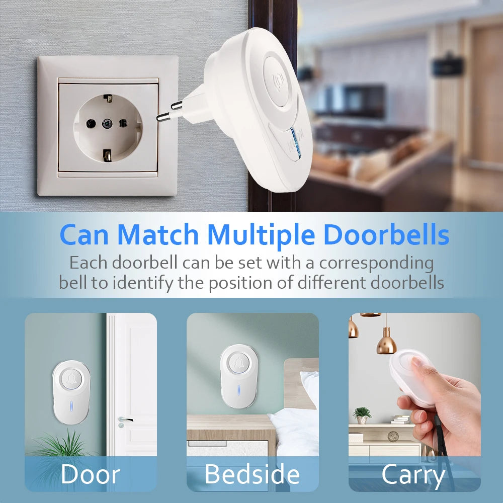 ELECTOP Home Doorbell Smart Home Outdoor Waterproof Intellige Wireless Door Bell Set LED Flash Security Alarm Home Accessories