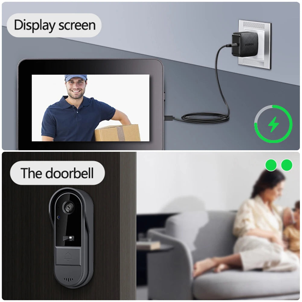 Smart Home 2.4G WiFi Wireless Visual Doorbell Video Intercom 4.2Inch Door Bell Video Intercom Door Camera IR Night Vision