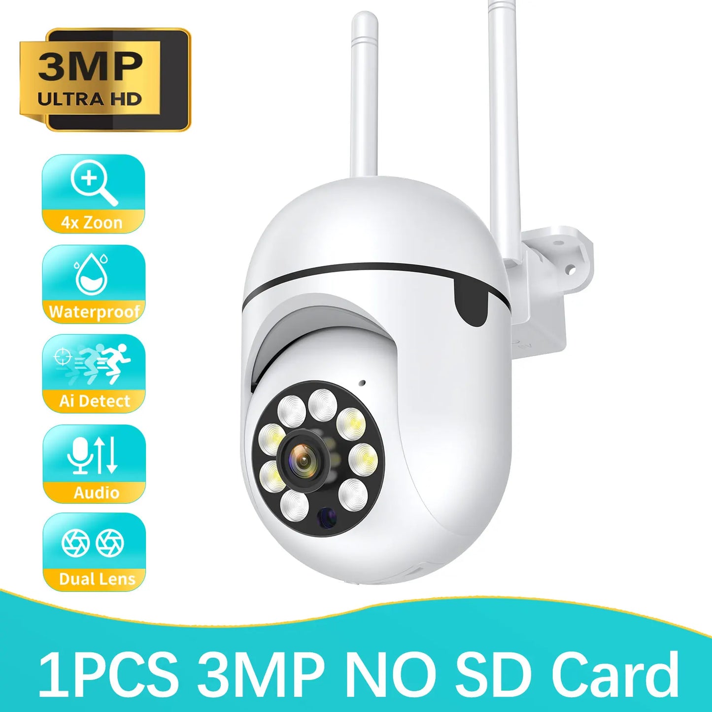 3MP Outdoor Waterproof Cameras Wifi 1/2/4PCS Surveillance Security Camera 4.0X Zoom External Wireless Monitor Track Night Vision