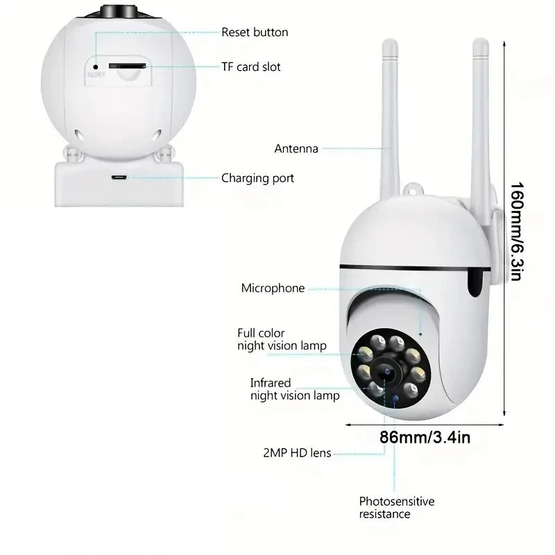 WiFi Surveillance Cameras IP Camera HD 1080P IR Full Color Night Vision Security Protection Motion Two Way Audio Outdoor Camera