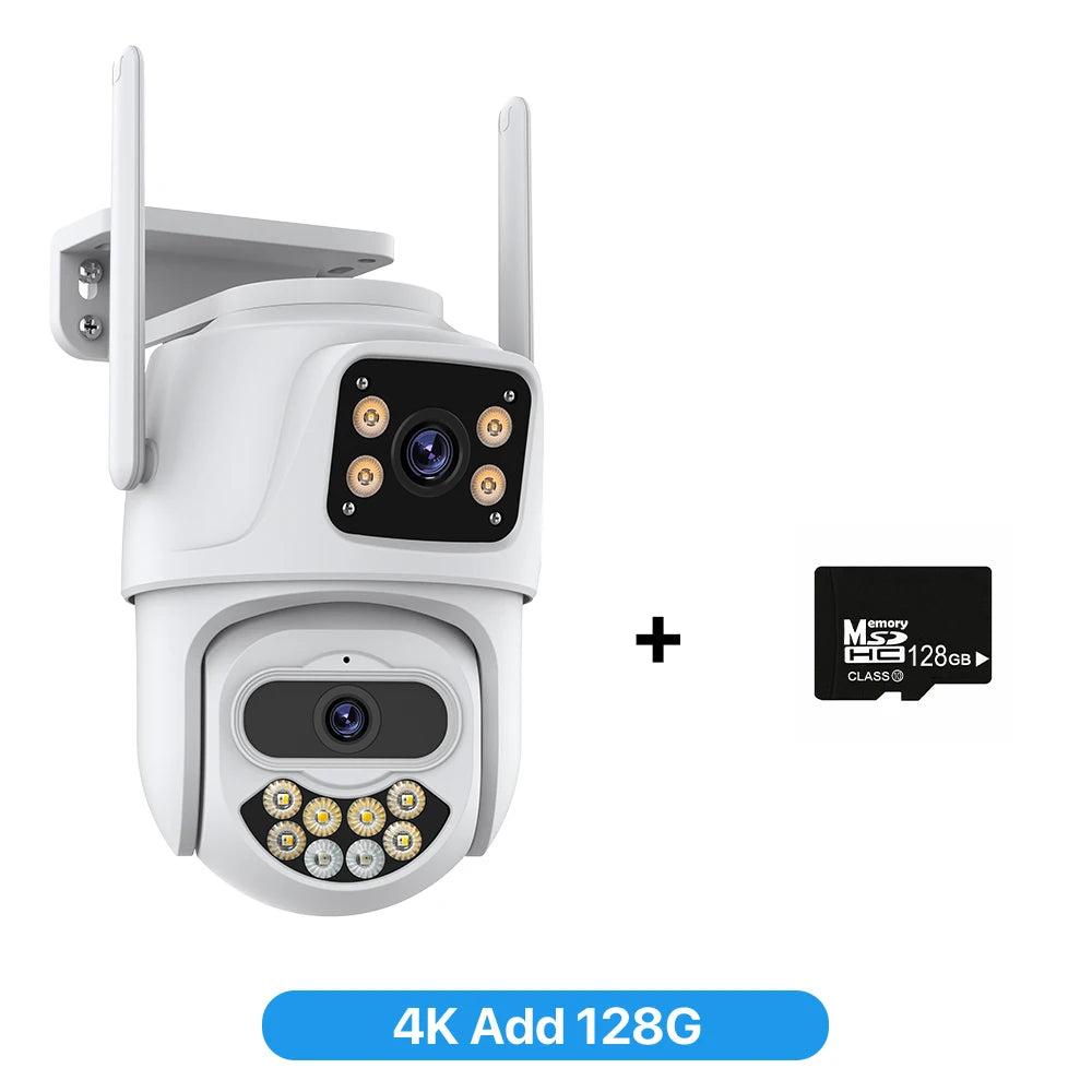 8K PTZ Wifi IP Camera Four Lens AI Human Detect 4K WIFI Dual Screen Surveillance CCTV Camera Security Protection Waterpoor iCSee