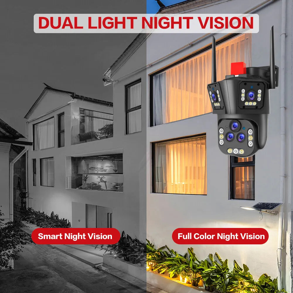 Linook 20MP 8K 20X zoom, 5 lens, outdoor WIFI camera, 360 degree waterproof alarm, wireless CCTV home connection phone