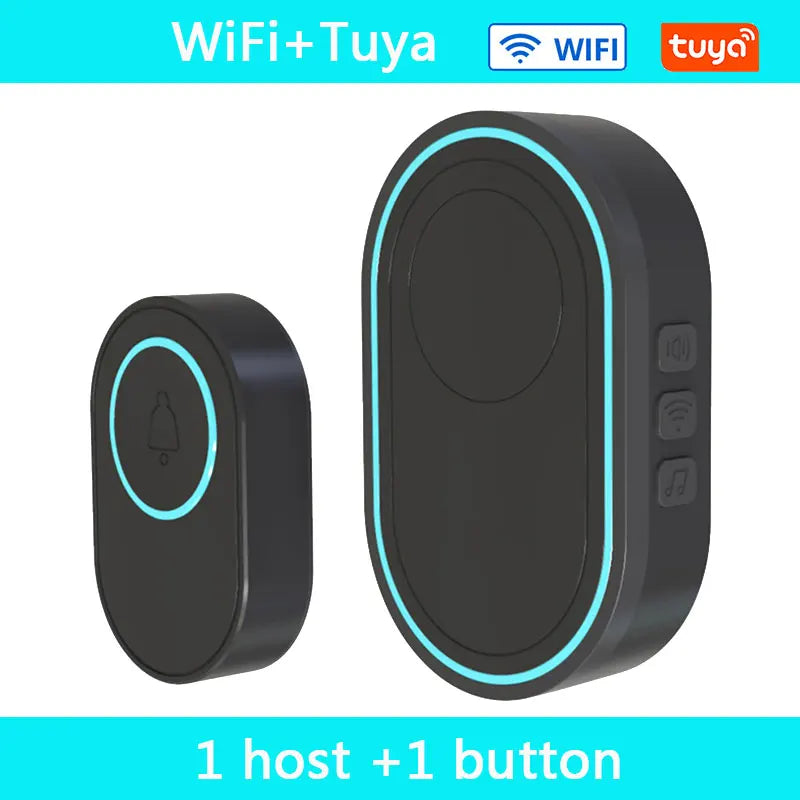 Wireless Doorbell Tuya App Intelligent Home Welcome Doorbell Waterproof Button LED Light 433MHz Security Alarm Smart Doorbell