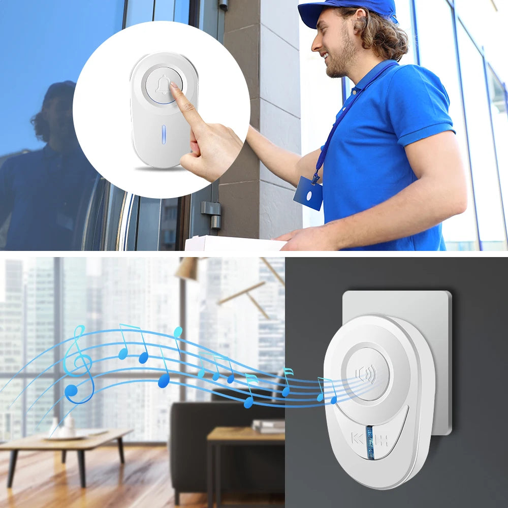 ELECTOP Home Doorbell Smart Home Outdoor Waterproof Intellige Wireless Door Bell Set LED Flash Security Alarm Home Accessories