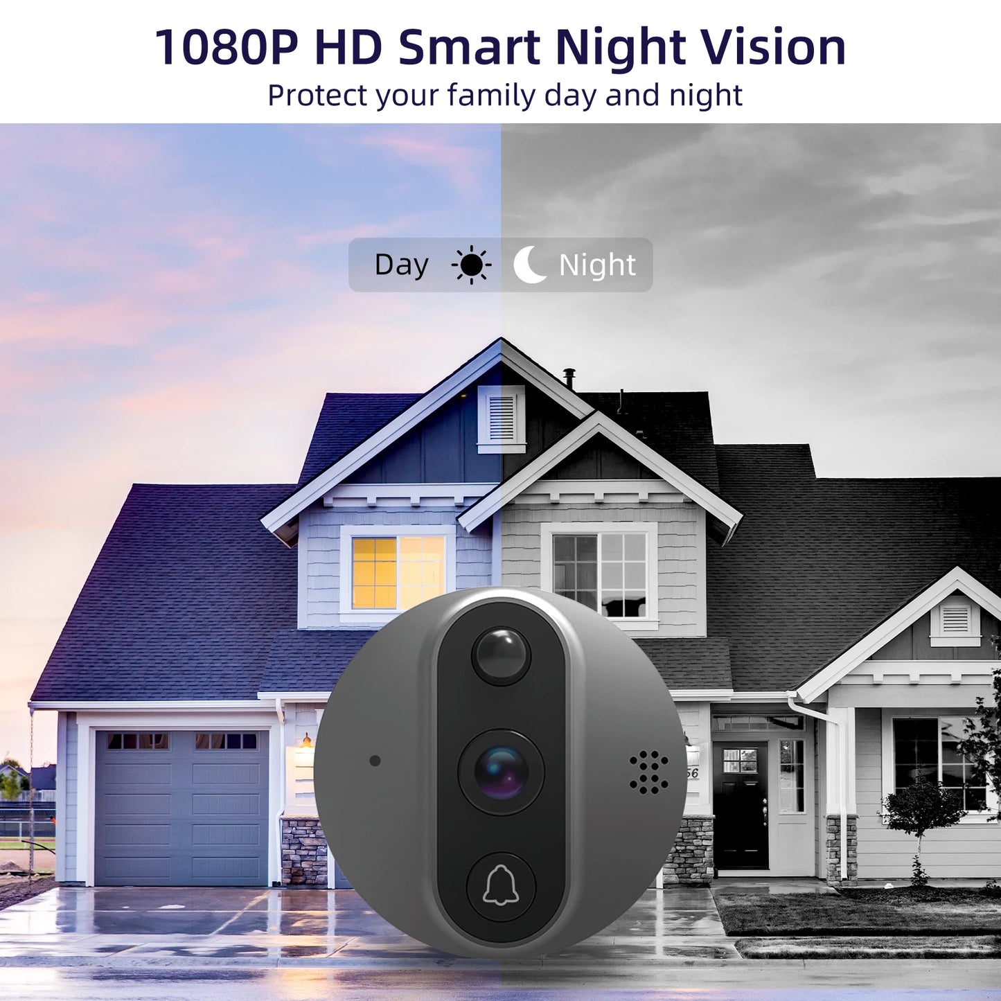 Jeatone Tuya Smart 4.3 Inch Door Bell Video Peephole Camera 1080P WiFi Wireless Door Eye Camera for Home PIR Movement Detection