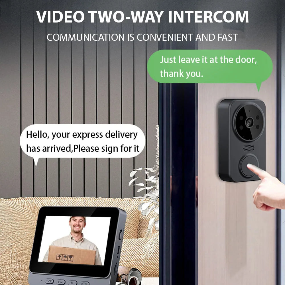 4.3'' IPS Screen 2.4G Wireless Visual Intercom Doorbell with Screen Smart High-definition Video Monitoring Two-Way Intercom