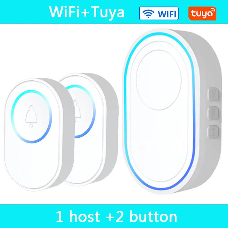 Wireless Doorbell Tuya App Intelligent Home Welcome Doorbell Waterproof Button LED Light 433MHz Security Alarm Smart Doorbell