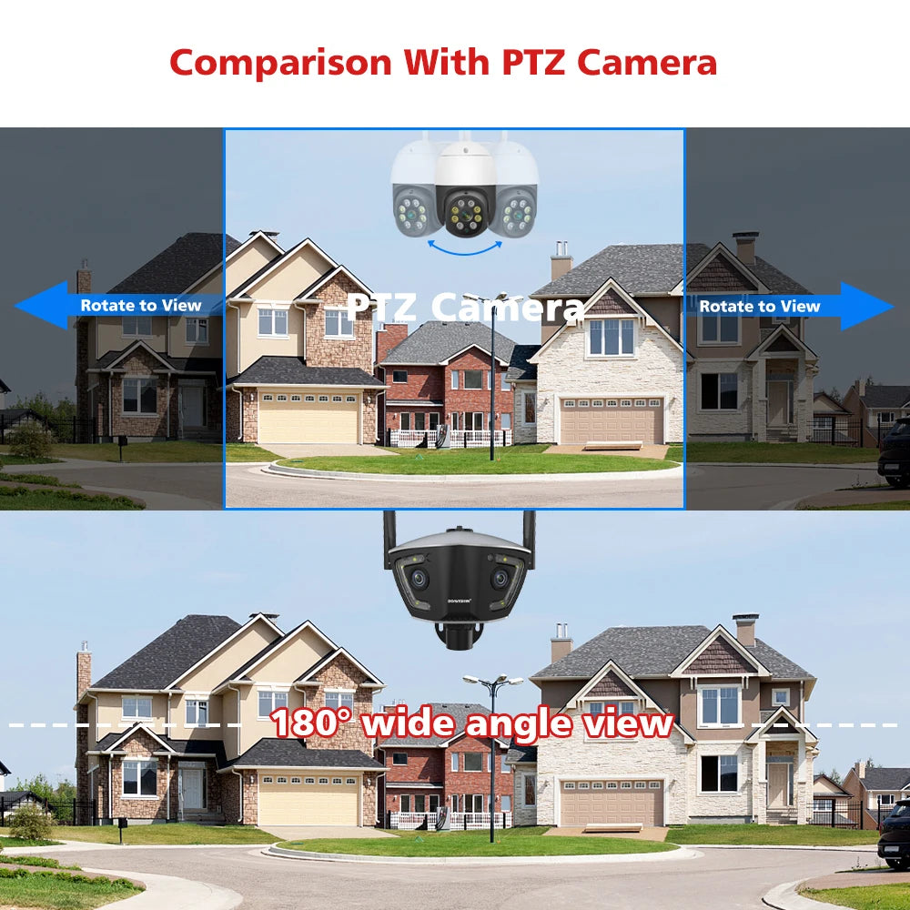 4MP 4G Outdoor Wifi Surveillance Cam POE Dual Lens 180° Ultra Wide Angle Color Night Vision Security Cam Camhipro APP