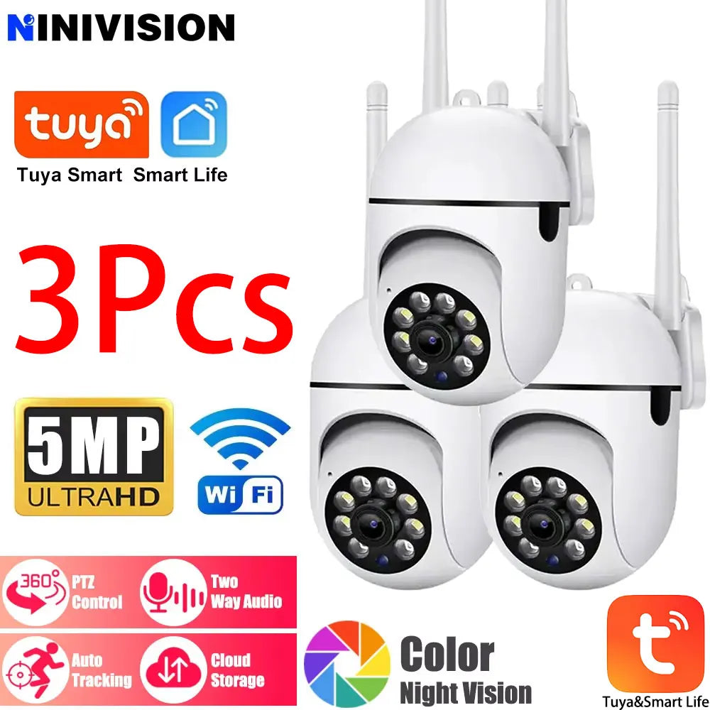 Tuya 5MP Wifi Camera Indoor 360 PTZ Pet Baby Monitor IR Night Vision Ai Detect P2P Surveillance IP Cameras With Tuya Smart Life