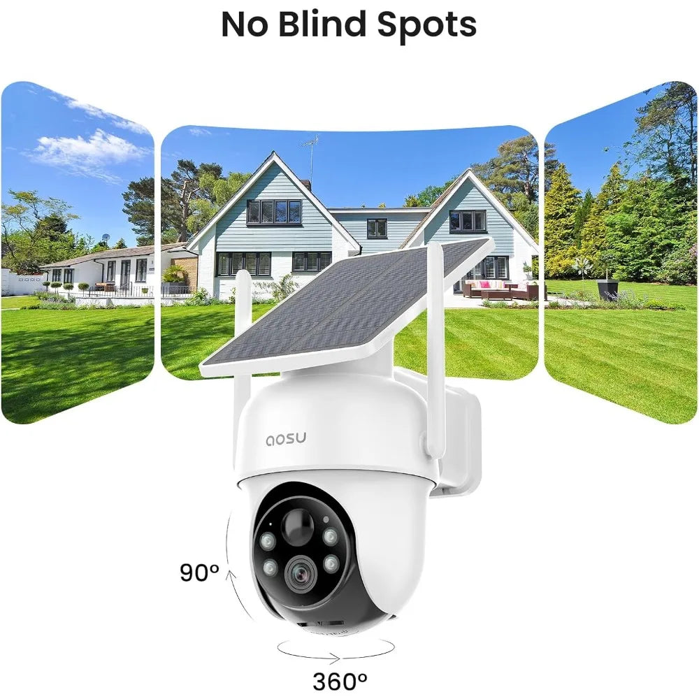 Security Cameras Outdoor Wireless, 4 Cam-Kit, No Subscription, Solar-Powered, Home Security Cameras System with 360° Pan