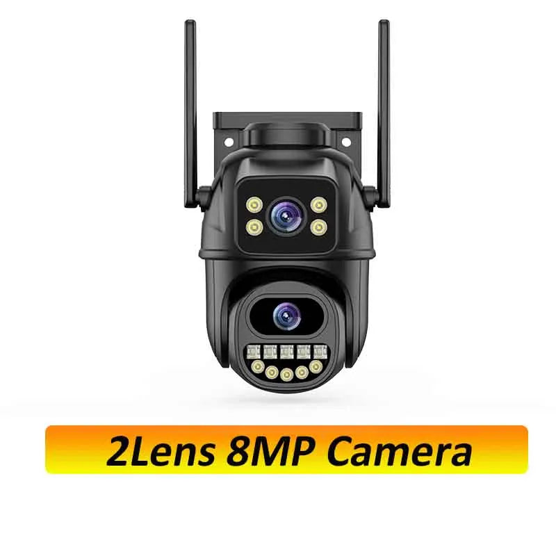 6K 12MP Security Camera 8X Zoom Three Lens Dual Screen Outdoor WiFi Home Protection 8MP IP Cam PTZ CCTV Video Surveillance Icsee