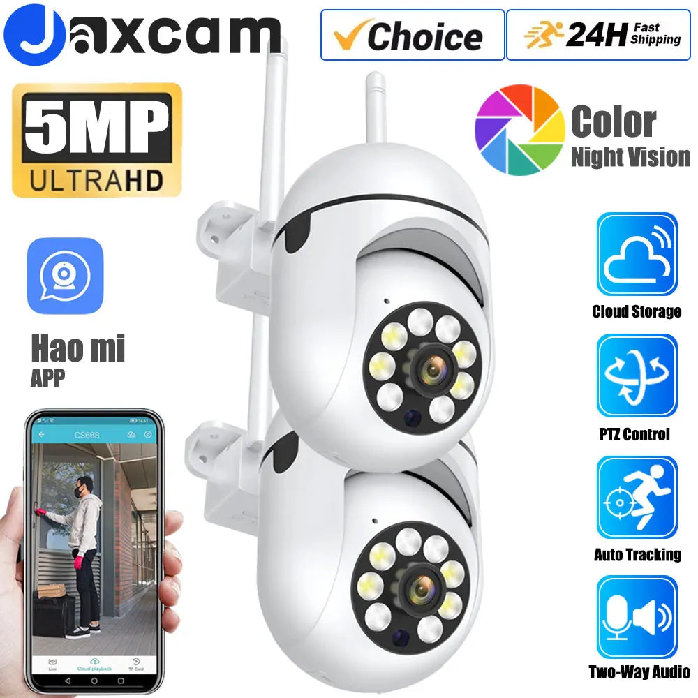 5MP PTZ Wifi IP Camera Cloud Storage PTZ Control CCTV Security Camera Outdoor Two-Way Audio Auto Tracking Wireless PTZ Camera