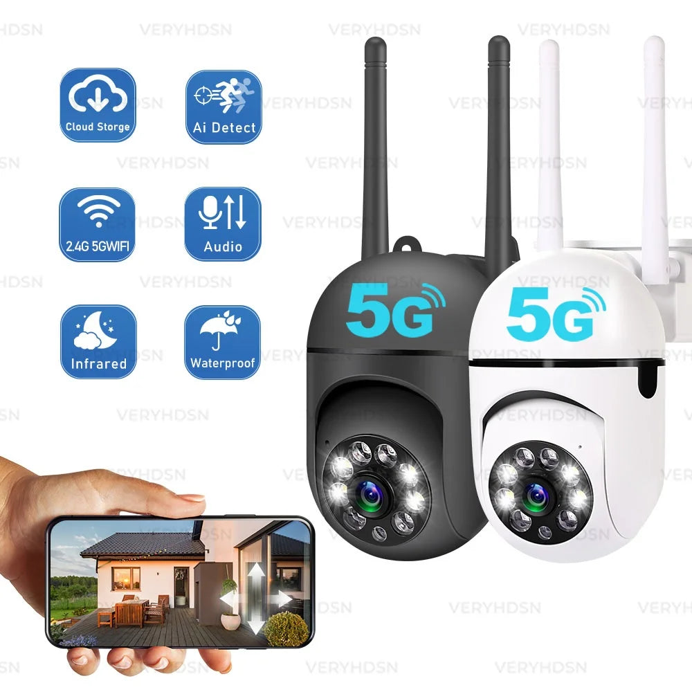 5G Wifi IP Camera FHD Wireless Security Surveillance Cameras Outdoor 4X Digital Zoom Night Color AI Smart Tracking Two Way Audio