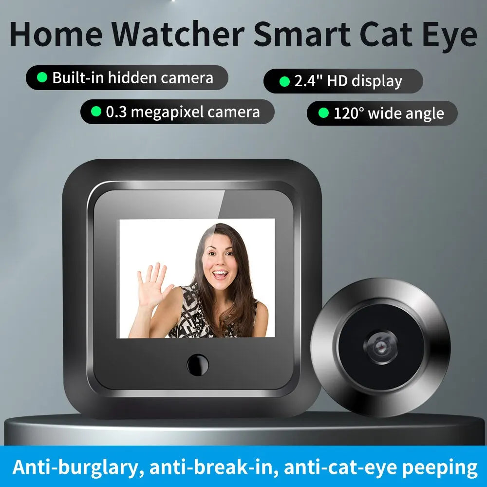 New 2.4 Inch Peephole 120° Smart Digital Door Viewer Camera Security Monitor 240x320 HD Visual Doorbell 300000 Pixels Resolutio