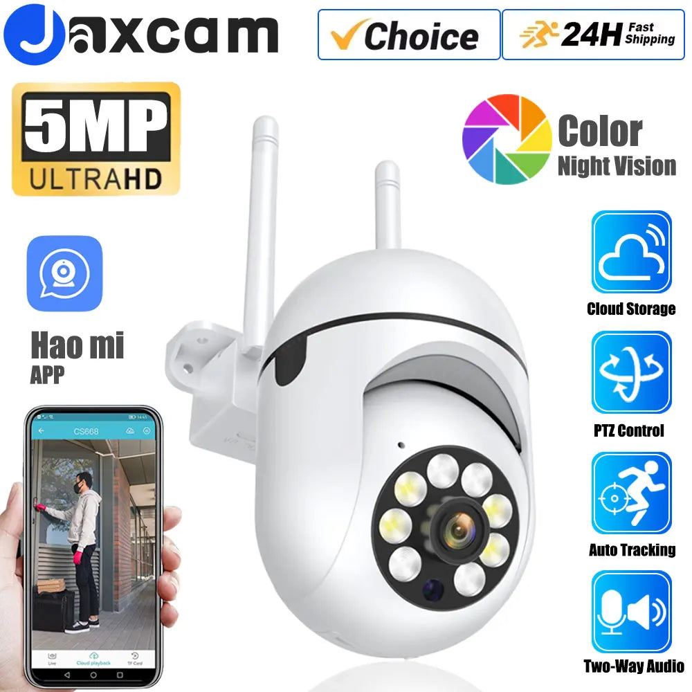 5MP PTZ Wifi IP Camera Cloud Storage PTZ Control CCTV Security Camera Outdoor Two-Way Audio Auto Tracking Wireless PTZ Camera