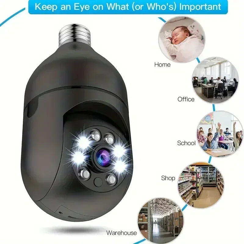 Bulb Surveillance Camera Night Vision Wireless 360° Wifi IP PTZ Outdoor Camera Indoor Security Monitor Wifi Camera Smart Securit