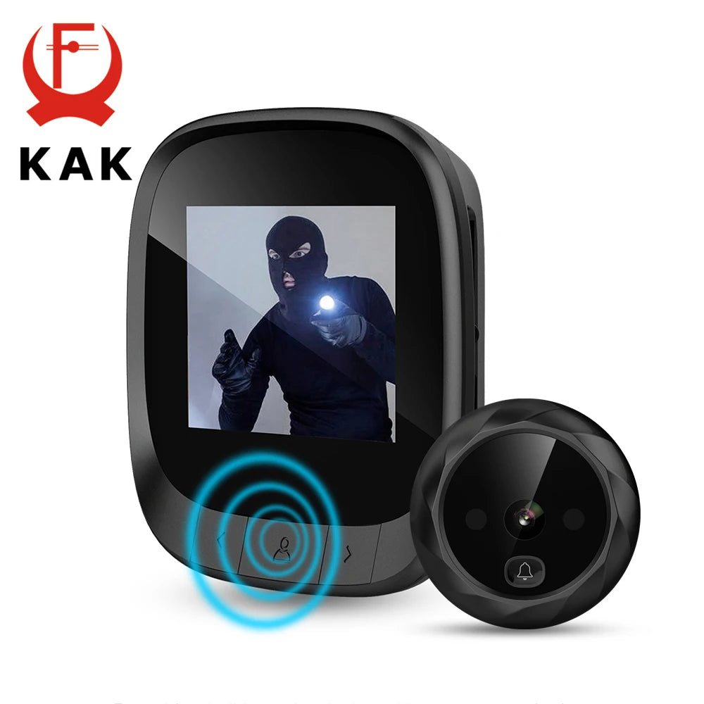 KAK 2.4"  LCD Screen Electronic Door Viewer Bell IR Night Door Peephole Camera Photo Recording Digital Door Camera Smart Viewer