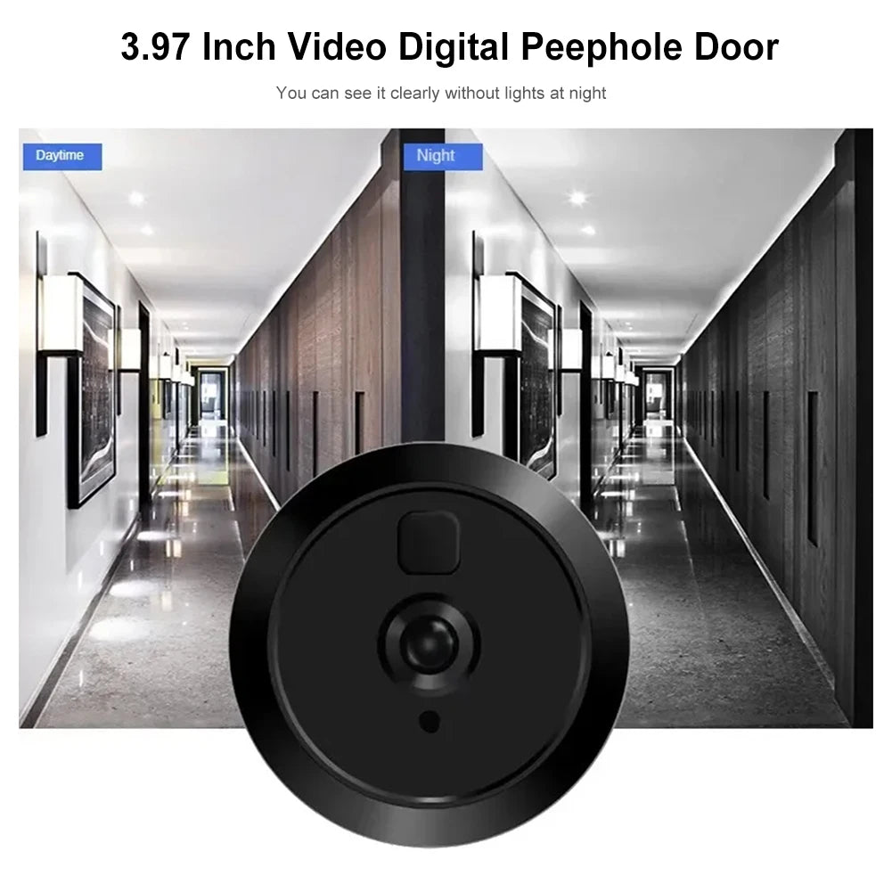 3.97 Inch Doorbell Peephole Viewer LCD Digital Door Camera HD 1080P IR Night Vision Cat Eye Door Bell Smart Home Security Camera