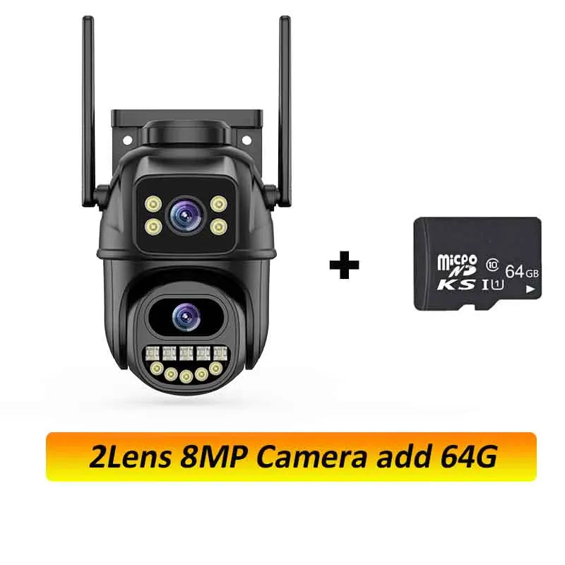 6K 12MP Security Camera 8X Zoom Three Lens Dual Screen Outdoor WiFi Home Protection 8MP IP Cam PTZ CCTV Video Surveillance Icsee