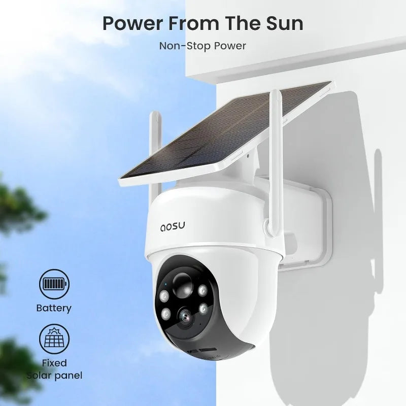 4 Cam-Kit, No Subscription, Solar-Powered, Home Security Cameras System with 360° Pan & Tilt