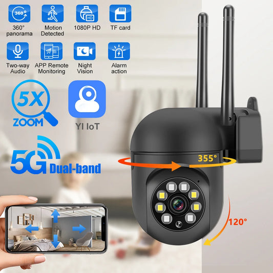 Wireless Security Camera System Outdoor Home 5G Wifi Night Vision Cam 1080P HD 5Xzoom APP Remote Monitoring Motion Detected Cam