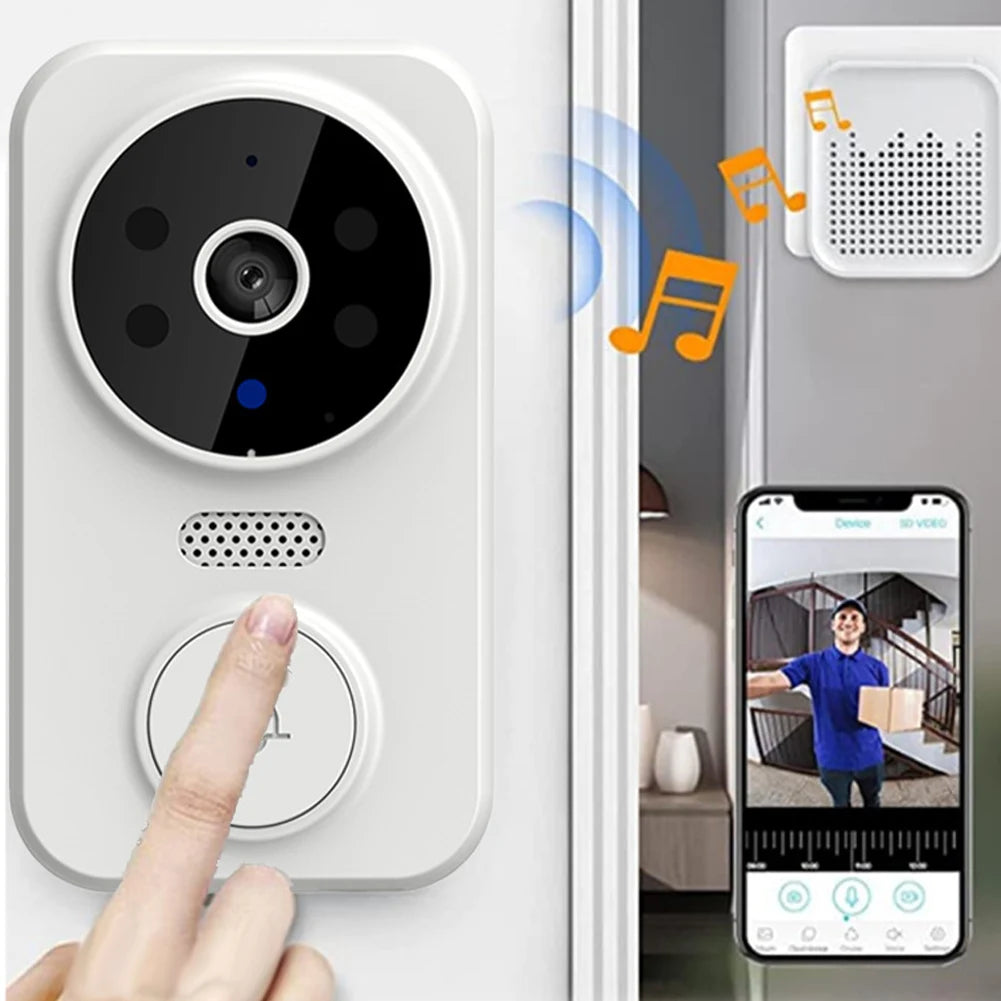 WiFi Wireless Video Doorbell Camera 2-Way Intercom Doorbell with Chime APP Remote Monitoring Night Vision Smart Home Door Bell