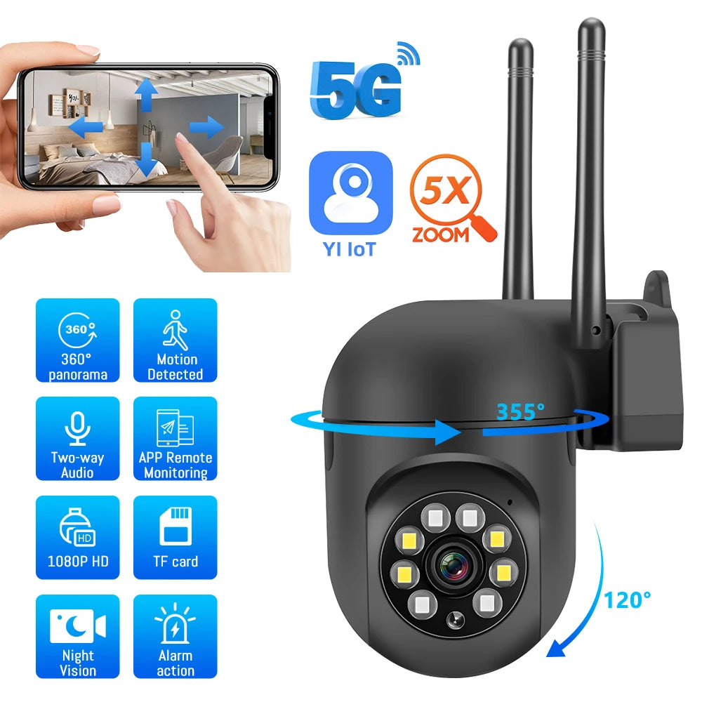 Wireless Security Camera System Outdoor Home 5G Wifi Night Vision Cam 1080P HD 5Xzoom APP Remote Monitoring Motion Detected Cam