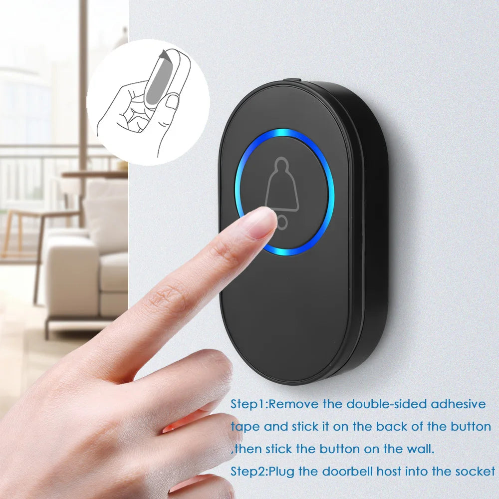 Home Wireless Doorbell 433Mhz Welcome Friend Smart Doorbell 300Meters Long Distance 39 Songs 5 Level Volumes Door Chimes