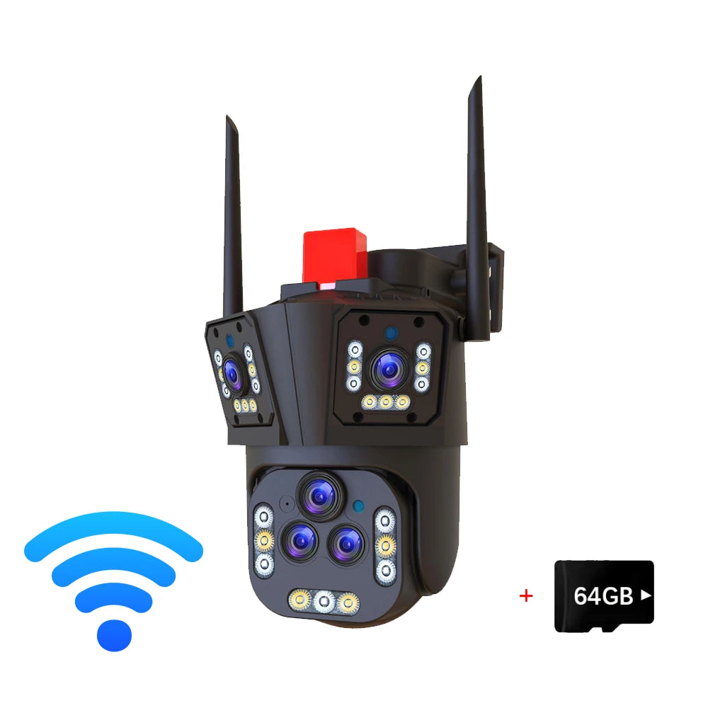 Linook 20MP 8K 20X zoom, 5 lens, outdoor WIFI camera, 360 degree waterproof alarm, wireless CCTV home connection phone