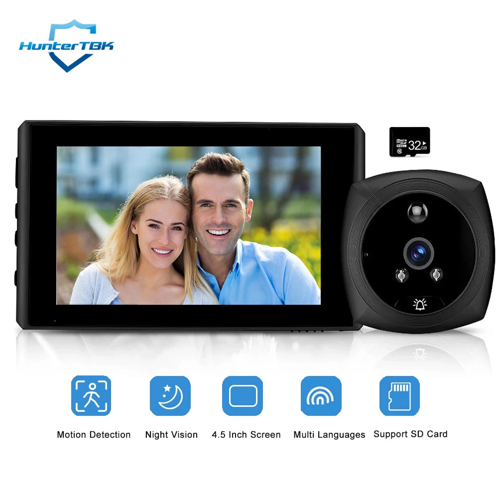 4.5 Inch 1080P Digital Door Viewer Smart Home Peephole Doorbell Camera PIR Motion Detection Night Vision Video Doorbell