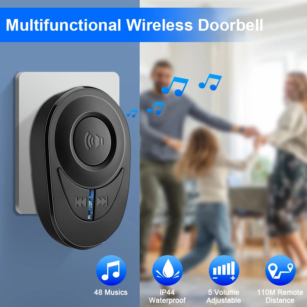 Hollarm Wireless Doorbell Set 400M Remote Control Waterproof 433MHz Wireless Alarm Smart Home Welcome Door Bell Chime EU US Plug