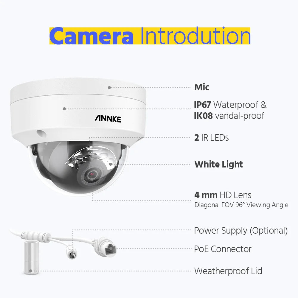 ANNKE 8CH 4K Ultra HD POE Network Video Security System 8MP H.265 NVR With 4/8pcs 8MP Weatherproof IP Camera CCTV NVR Kit