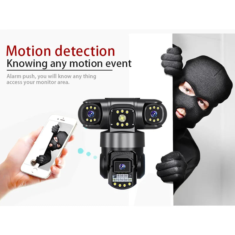 6MP Three Lens WiFi IP Camera HD Outdoor 10X Zoom Waterproof Two Way Intercom Full Color Night Vision PTZ CCTV V380 PRO Camera