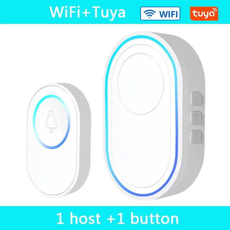 Wireless Doorbell Tuya App Intelligent Home Welcome Doorbell Waterproof Button LED Light 433MHz Security Alarm Smart Doorbell