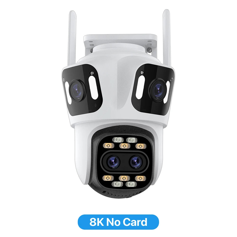 8K PTZ Wifi IP Camera Four Lens AI Human Detect 4K WIFI Dual Screen Surveillance CCTV Camera Security Protection Waterpoor iCSee