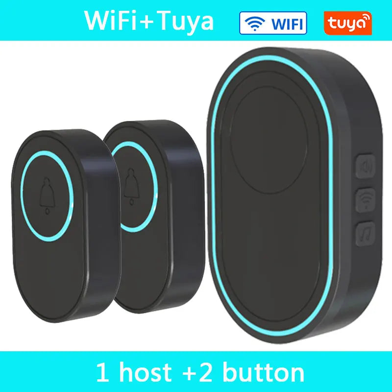 Wireless Doorbell Tuya App Intelligent Home Welcome Doorbell Waterproof Button LED Light 433MHz Security Alarm Smart Doorbell