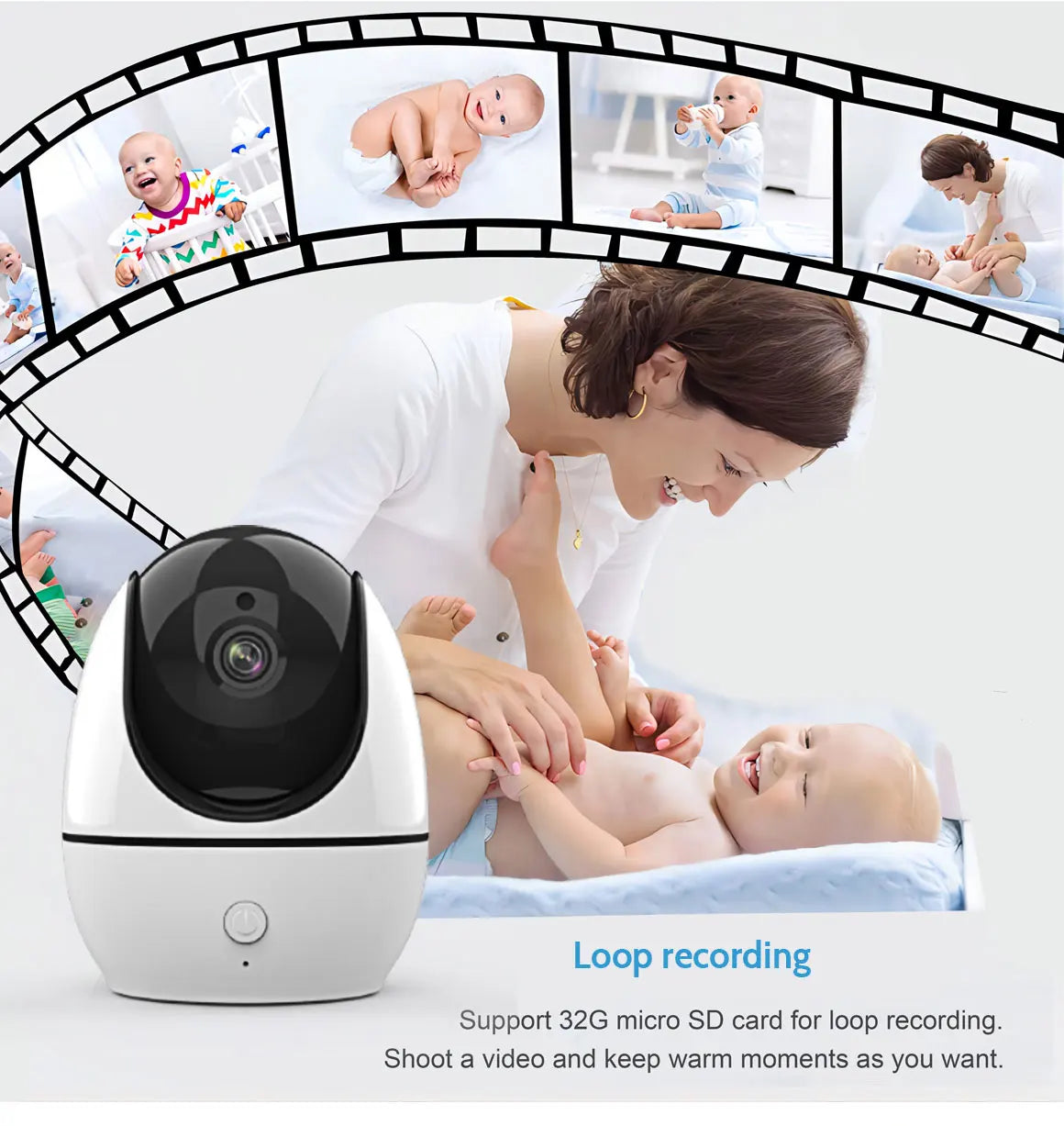 PTZ Baby Monitor 4.3 inch Wireless Video Night Vision Temperature Monitoring 2 Way Audio Talk Baby Nanny Security Camera