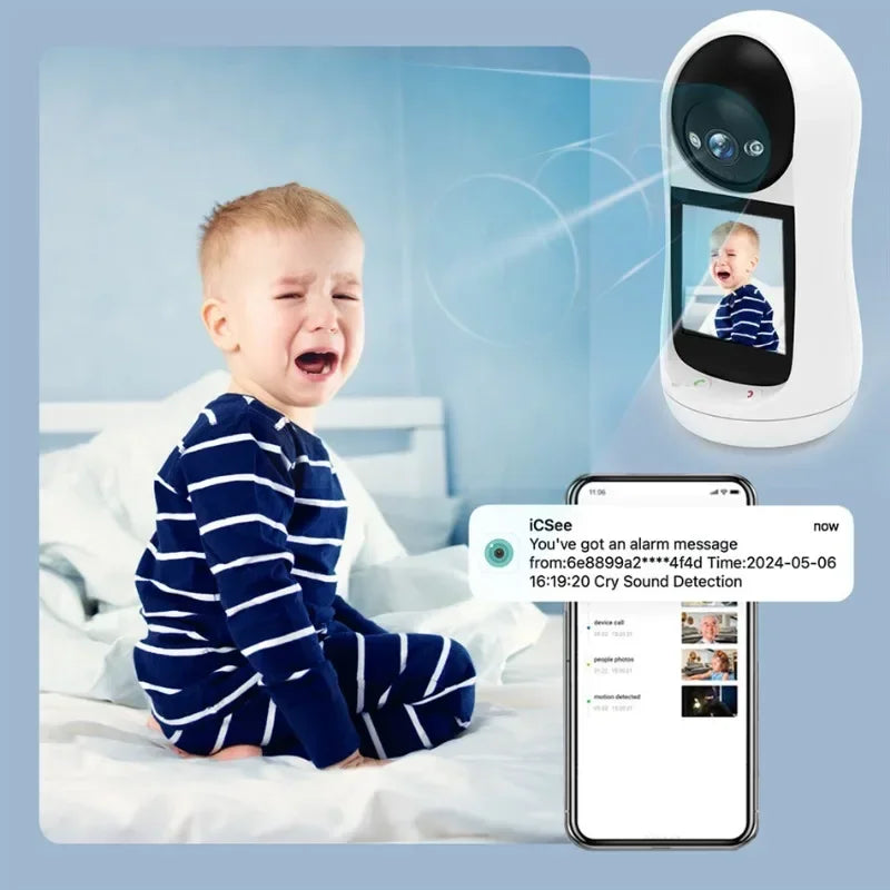 8MP Wifi IP Camera Video Call with 2.8 Inch IPS Screen Baby Cry Sound Detection Wireless Security PTZ Camera Baby Monitor iCSee