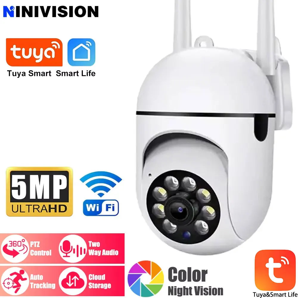 Tuya 5MP Wifi Camera Indoor 360 PTZ Pet Baby Monitor IR Night Vision Ai Detect P2P Surveillance IP Cameras With Tuya Smart Life