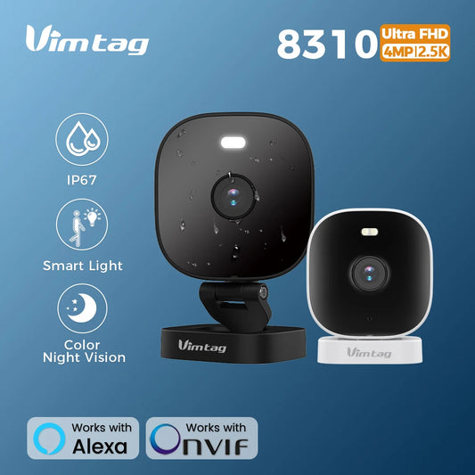 VIMTAG Mini Camera WIFI 4MP 2-Way Audio Color Night Vision 8X Zoom Auto Alarm Waterproof Outdoor Security Camera IP Surveillance